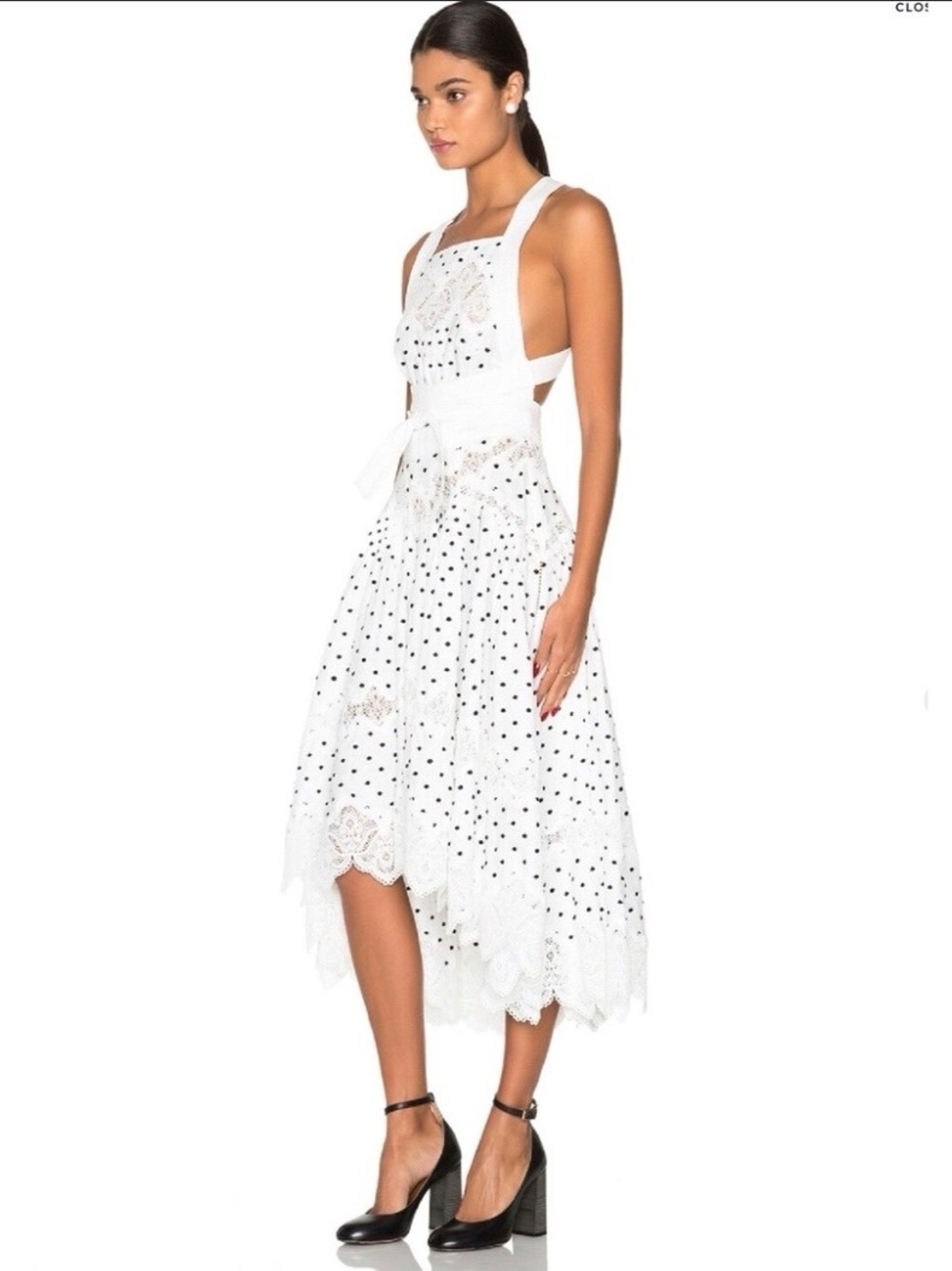 Zimmermann black white linen polka-dot apron midi dress size 1 - Picture 2 of 13